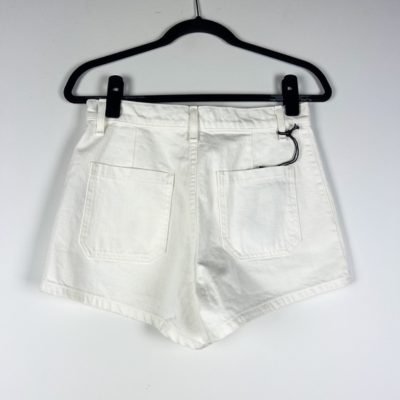 Nili Lotan Alodie Cotton High Rise Front Pocket Mini Denim Jean Shorts Cream 27 - Picture 4 of 4